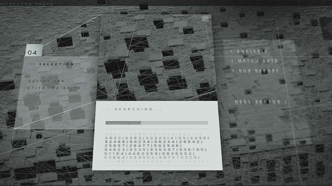 A Fictional User Interface representing a search progressing