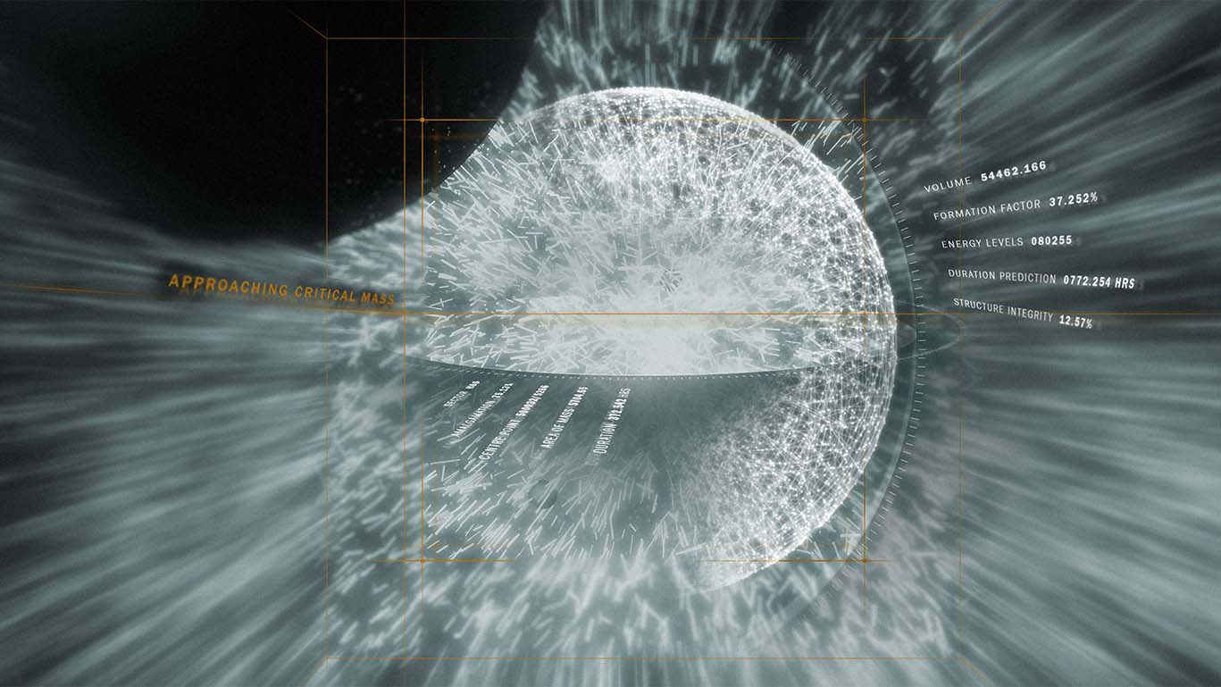 3d orb scene with text elements