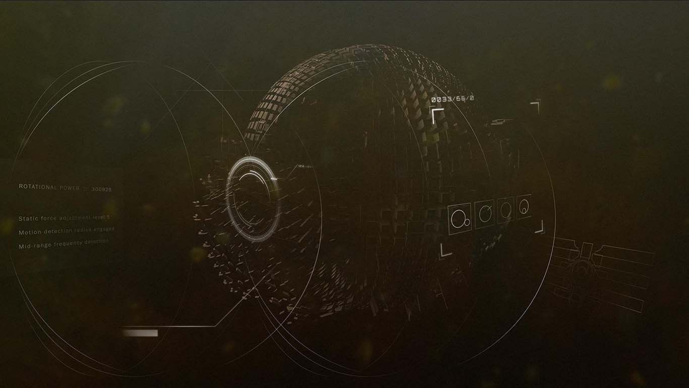 3d spherical object with vector and text assets